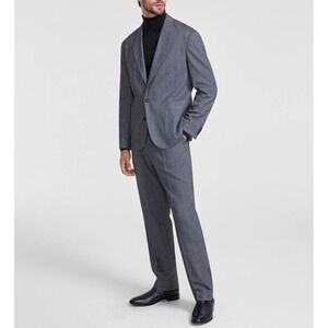 Hugo by Hugo Boss Mens 2-pc suit Gray Modern-Fit Patch Pocket Jacket Size 40L